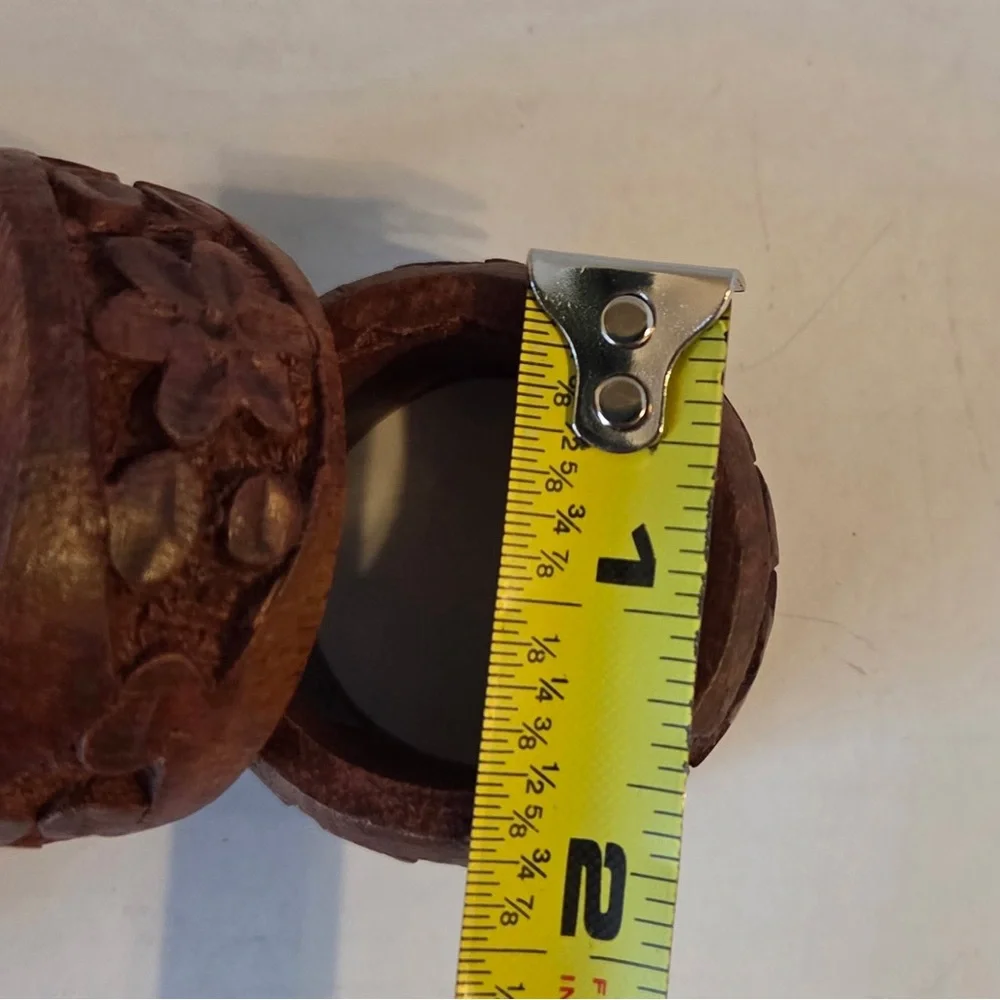 Hand-Carved Wooden Napkin Rings Set of 4 Made in India Vintage